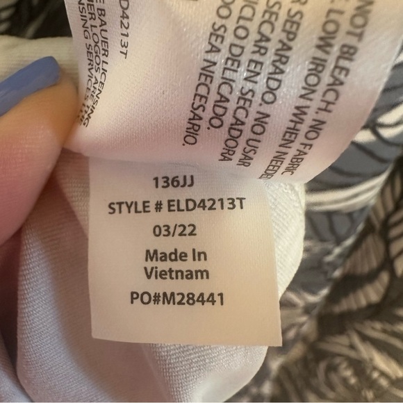 Eddie Bauer Womens Harmony Athletic Dress Blue/Gray White Tropical Leaf Print L - Picture 8 of 9